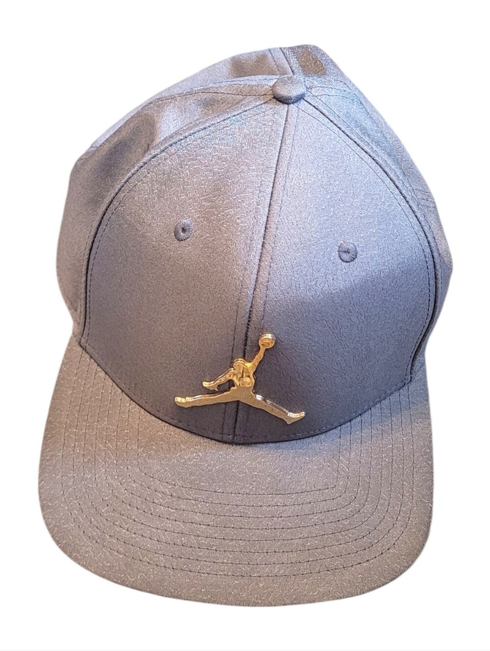 Air Jordan Jumpman Metallic Gray Snapback Cap with Gold Jump Logo